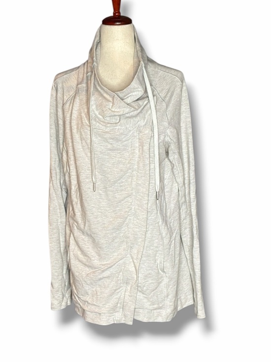 lululemon athletica Tops - Lululemon Heather Grey Cowl Neck Asymmetrical Zip Athletic Sweatshirt Size 10